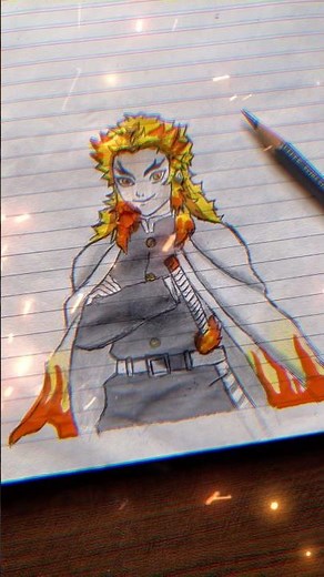 Drawing Rengoku || demon slayer character drawing || anime drawing #tanjiro #zenitsu #muzan #art