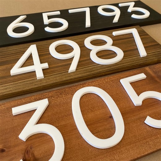 Handmade Wooden House Number Sign, Custom Address Plaque, Horizontal - Etsy