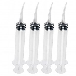 4 Pack Disposable 12cc Dental Irrigation Syringe with Curved Tip