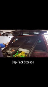 “A.R.E. truck cap with the Cap-Pack Sport — overhead storage that keeps your gear organized, secure, and easy to reach . Utilizing every inch of space! www.capworld.com #truckaccessories #trucktok #truckcaps #cappack #truckstorage #realtruck | Cap World Truck Accessories