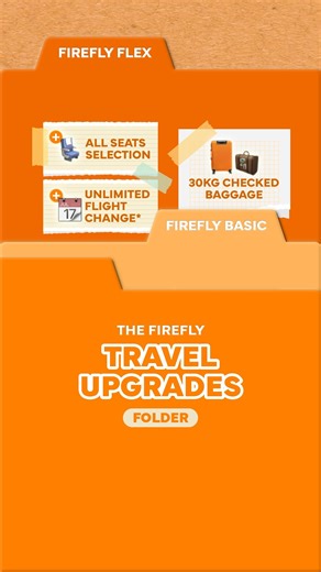 3K views · 19 reactions | Need extra legroom? More bags? Or that perfect window seat? From Firefly Basic to Firefly Flex, we’ve got an upgrade for every kind of traveller. Pick your perks. Pack your bags. Fly with Firefly! 麟✈️ Find out more at fireflyz.com.my #FireflyAirlines #FlyFirefly #FlySmarterWithFirefly #FireflyPerks | Firefly Airlines | Facebook