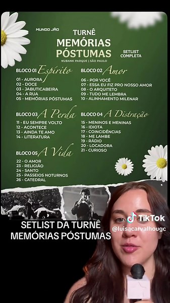 SETLIST TURNÊ MEMÓRIAS PÓSTUMAS 💚 Credito da foto: _mundo_jao_ (ig) jao jao comeback album novo jao | jao comercial globo | jao turne | jao show | lançamento jao | eventim | valores ingressos jao | setores show do jao | como comprar ingresso do jao | show do jao em sp | allianz parque | nubank parque | preço ingresso jao | eventim taxas | backstage mirante | camarote jao I meia idoso | show do jao meia idoso meia aposentado | jao belo horizonte | jao rio de janeiro #jao #show #comeback #memoria