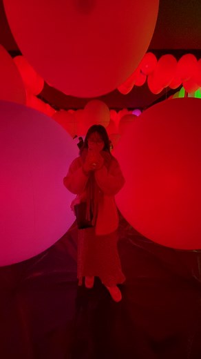 このあとめちゃくちゃ謝罪された。 写真に夢中になった彼女の末路、 #EZO #teamlabo #巨大ボール＃ぶち当たった女