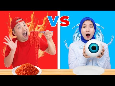 TANTANGAN MAKAN MERAH VS BIRU | RED BLUE FOOD MUKBANG | Makan satu Warna
