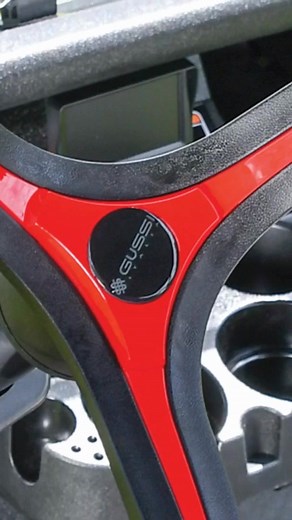 Transform your golf cart with the Gussi Italia Brenta Steering Wheel — where performance, comfort, and design come together in true Italian fashion. Featuring bold red inserts, a soft-touch non-slip grip, and ergonomic 13.75" control, this wheel brings luxury and precision to every ride. Also available in blue and silver, each Brenta is finished with the iconic Gussi Italia logo — because details matter. | Syntec Industries