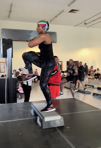 Neo giving kata step at LMS FIT in Rustenburg, North West. HOST Kgotso Motsilenyane | Molebogeng Masisi | South African Aerobics