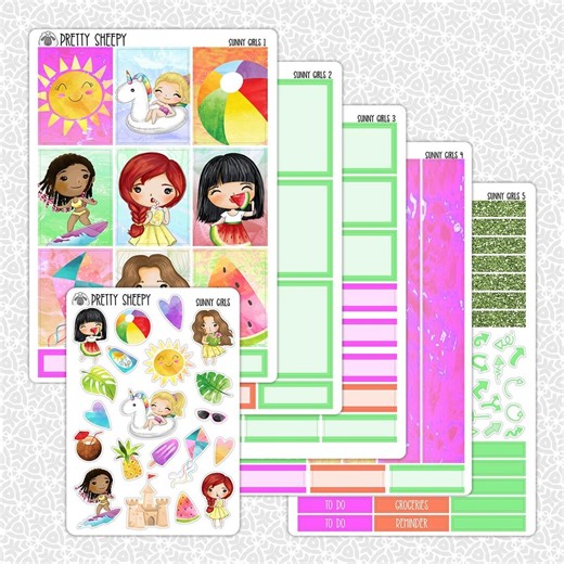 Sunny Girls Planner Stickers | Disney Princess Planner Stickers Summer Vacation Weekly Planner Kit Functional Stickers Decorative Stickers - Etsy