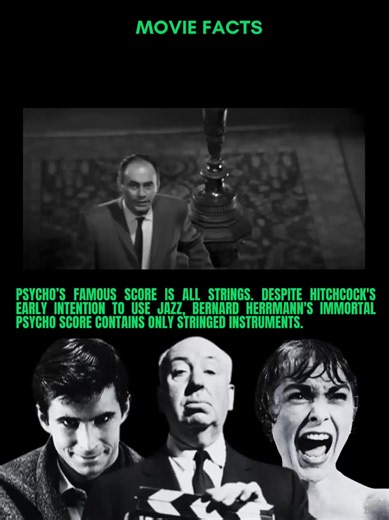 Psycho (1960) Bernard Herrmann’s iconic 1960 score for Alfred Hitchcock's Psycho is legendary for being scored entirely for string orchestra (violins, violas, cellos, and double basses). It avoids all brass, woodwinds, and percussion, with Herrmann utilizing the strings to create a