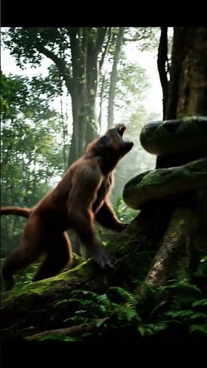 The Jungle’s Hidden Battle: Monkey Escapes Giant Python! 😱🌴