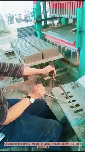 Cement Brick Factory | Operator Skilfully Runs Machine to Make Bricks 🌾