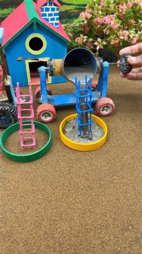 😱 Real Working Mini Tractor Making Cement Pillar | Amazing DIY Construction Machine 🚜 #shorts