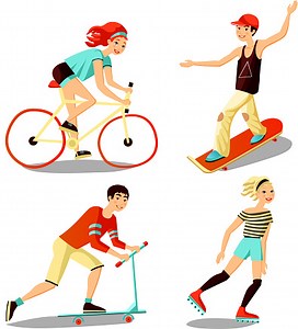 Roller Skateboarder Fahrradroller Roller Cartoon-Set