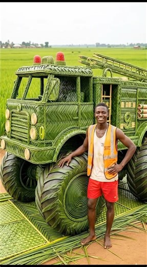 I Made a Fire Truck with Coconut Leaves 🚒🌿 | Amazing DIY