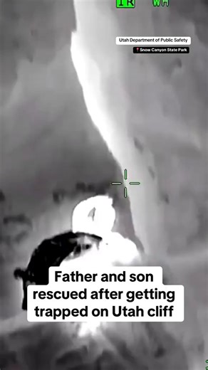 95K views · 1.3K reactions | A father and his 12-year-old son were safely pulled from a narrow cliff ledge in southwestern Utah after getting lost and surviving off the contents of a backpack left behind by a previous hiker. The two were trapped overnight in Snow Canyon State Park last week. https://cbsn.ws/3EOqFNw | CBS News | Facebook