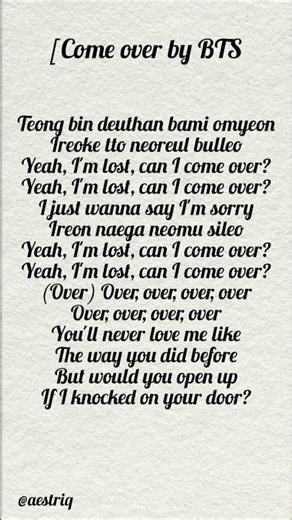 CAN YOU SIMG?? TRY THUS [COME OVER BY BTS]#bts #comeover#btsarmy