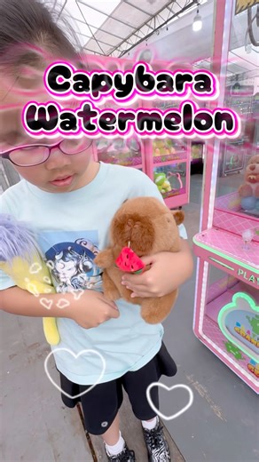 Won a Capybara Eating Watermelon #arcade #fun #clawmachine