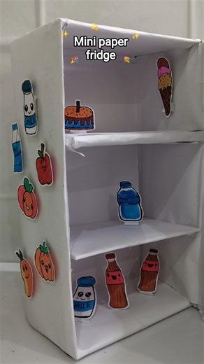 DIY Mini Fridge Paper cardboard Craft 😍 |Cardboard Refrigerator Craft | Easy School Craft Idea #diy
