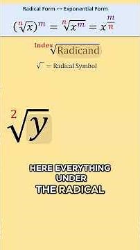 ✨Radical Form √y̅ = (y)^(1/2) to Exponential Form✨