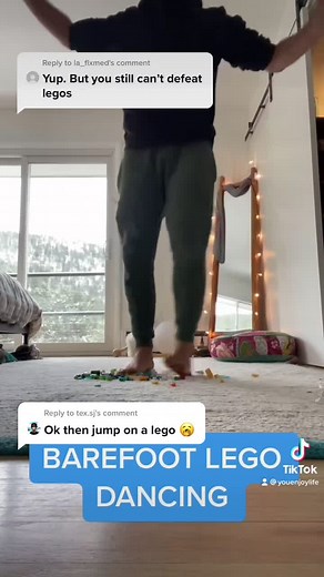 Barefoot LEGO Challenge: Sawing a Woman in Half Feet