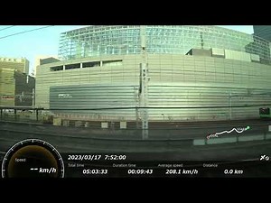 時刻・走行距離・速度計付き新幹線車窓 のぞみ7号Vol.2(東京→博多、N700A普通車、富士山車窓収録動画、最大2分5秒の遅れ回復運転有り)