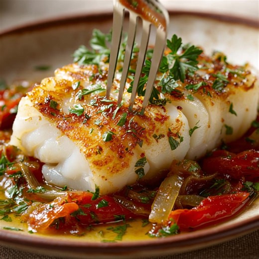 Savoureux Cabillaud Basquaise Liste des ingrédients → Légumes et Filets 2 filets de merlu frais 1 poivron vert 1 poivron jaune 1 tomate bien mûre .... 𝐋𝐚 𝐫𝐞𝐜𝐞𝐭𝐭𝐞 𝐜𝐨𝐦𝐩𝐥è𝐭𝐞 👇👇👇 | Recettes faciles et rapides