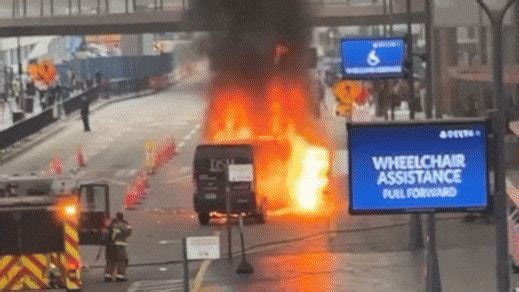Dramatic Footage Captures Van Engulfed in Flames at Atlanta Airport