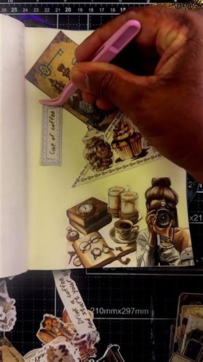 Scrapbook ASMR Journaling | Paper Crinkle, Tape & Scissors Sounds #shorts