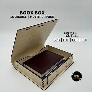 Laser Cut Wooden Book Box With Lock (svg, Dxf, Pdf, Cdr) - Etsy