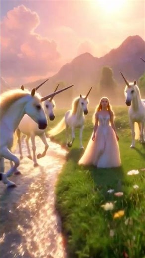 Enter a magical world where a beautiful princess meets a glowing unicorn 🦄✨ #PrincessAndUnicorn