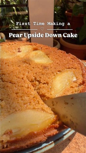 First Time Making a Pear Upside Down Cake #shorts