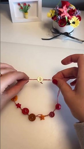 DIY Button Necklace Tutorial🤍 | How to make Easy Cute Handmade Jewelry #shorts #diy #diykeychain
