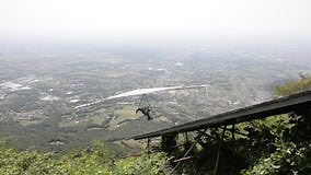 Hang Glider Take-off on Monte Grappa Stock Video - Video of platform, action: 75073091