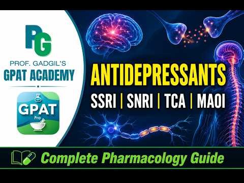 🧠 Antidepressants – Complete GPAT and NIPER Pharmacology Guide | SSRI, SNRI, TCA, MAOI Explained