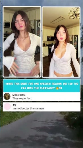 Wearing this shirt for a specific reason! Did I go too far? 👀🔥 #Cleavage #Fashion #Shorts