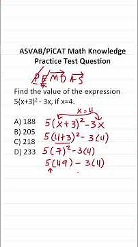 Evaluating Expressions: ASVAB/PiCAT Math Knowledge Practice Test Q #acetheasvab w/ #grammarhero