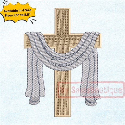 Christian Cross Embroidery Design, Easter Faith Machine Embroidery File, He is Risen Church Stitch Pattern - Etsy