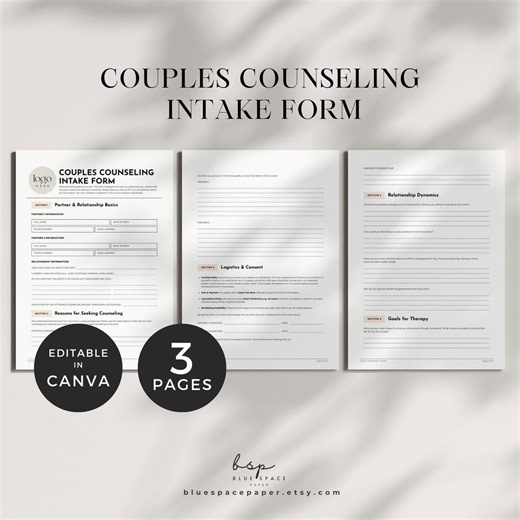 Couples Counseling Intake Form, Marriage Counseling Intake Basement, Couples Therapy Questionnaire Template Canva, Therapist Assessment Form - Etsy