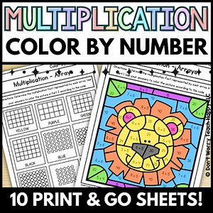 Fun Multiplication Worksheets to Color Arrays, Equal Groups, Number Lines, Facts