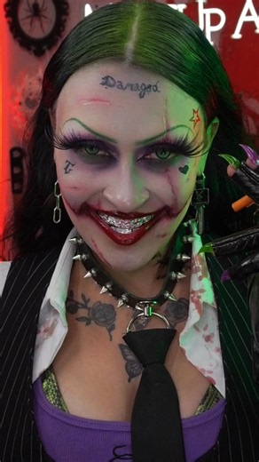 The Joker 💜💚 my face is shaped like his comic book version #joker #cosplay #horror