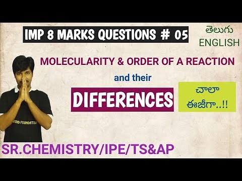 MOLECULARITY AND ORDER OF A REACTION/DIFFERENCES BETWEEN THEM/CLASS 12/CHEMISTRY/IPE