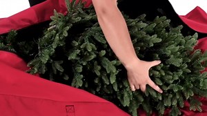 [Red Duffle Bag Tree Storage Bag] - X-Large 9 Foot Christmas Tree Storage Bag for Artificial Trees up to 9 Feet Tall - Durable 300 D Poly-Blend Fabric - ID Tag Holder | Santa's Bags