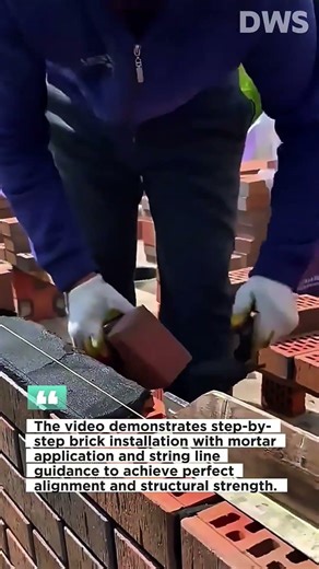 Professional Bricklaying Technique – Perfect Alignment and Clean Finish