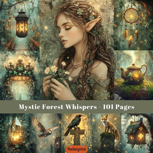 Enchanted Forest Junk Journal Pages: Magic Fantasy Ephemera (digital Download) - Etsy