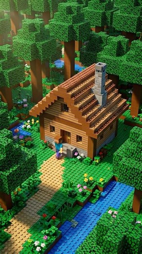 Steve Builds a House Solo! ⛏️🏠 #LEGO #Minecraft #Steve #SpeedBuild #Shorts