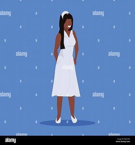 african american female doctor nurse woman medical clinic worker in white uniform professional occupation concept cartoon character full length flat Stock Vector Image & Art - Alamy