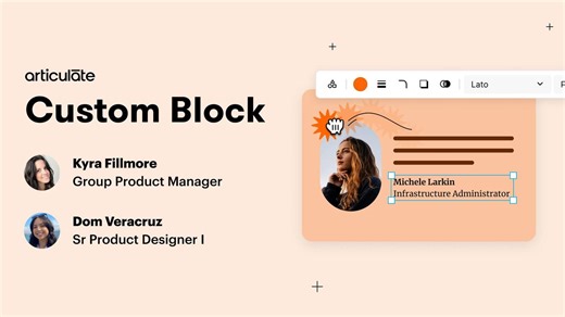 With the new Custom Block feature in Rise, you can create your own blocks from scratch or customize a prebuilt template. 🎨Watch the behind-the-scenes video & learn more in our on-demand webinar. https://bit.ly/48QYsmf | Articulate