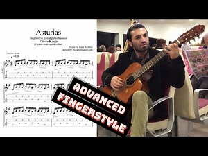 Asturias Fingerstyle Guitar Tabs on screen (PDF)