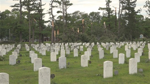 Headstones damaged by Monday tornado that swept through Des Moines