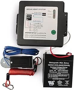 12V Trailer Breakaway Kit, Trailer Brake Controller with LED Test Light/Electric Break Away System- Electric Brake Control Kit for Easy Installation-Universal Waterproof Brake Controller (a Battery)