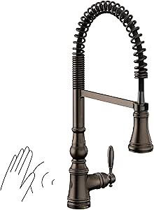 Moen Weymouth Oil Rubbed Bronze Motionsense Wave Touchless Kitchen Faucet, Traditional Spring Kitchen Sink Faucet with Pulldown Sprayer and Hands-Free Sensor, S73104EWORB